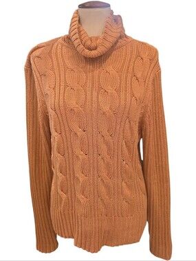 Neiman Marcus Exclusive Womens Tan/Sand Silk Blend Turtleneck Sweater Size XL